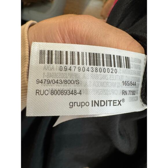 Zara Women's Collection Side Draped Mixi Dress Black Linen Blend Old Money S - Picture 12 of 15